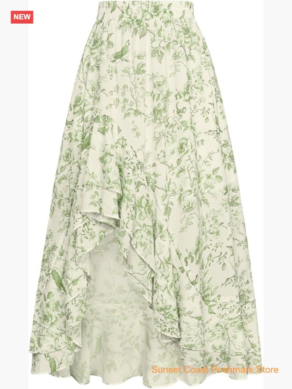Women's Floral Maxi Skirt High Waist Summer Boho Flowy Ruffle Long Skirt with